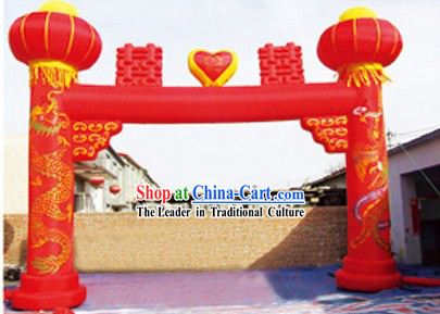 Chinese Wedding Inflatable Double Happiness Lanterns Arch