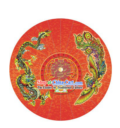 Chinese Hand Made Dragon Phoenix Wedding Umbrella