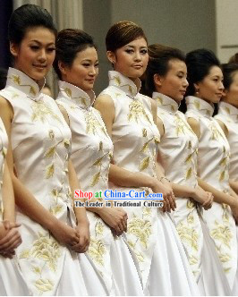 White Chinese Chorus Uniforms for Women