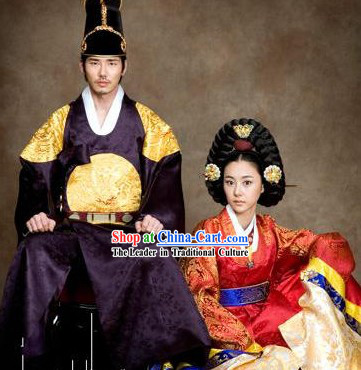 Ancient Korean Palace Hanbok Two Sets for Men and Women