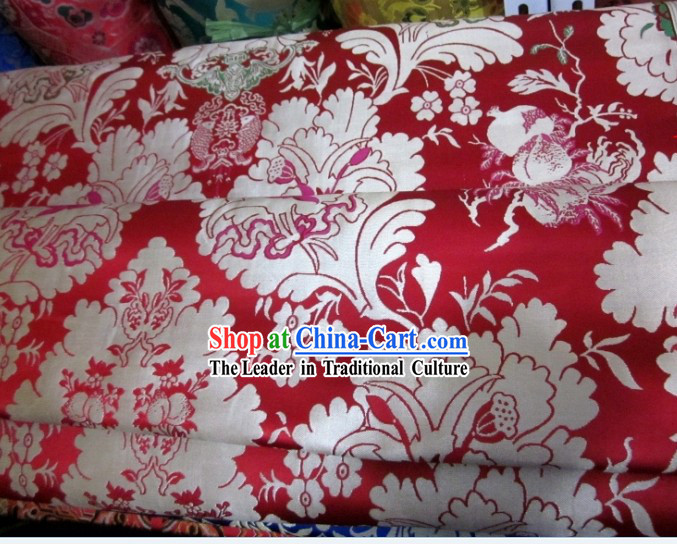 Chinese White Flower Brocade Fabric