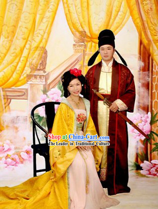 Traditional Chinese Wedding Dress Bride and Bridegroom 2 Sets