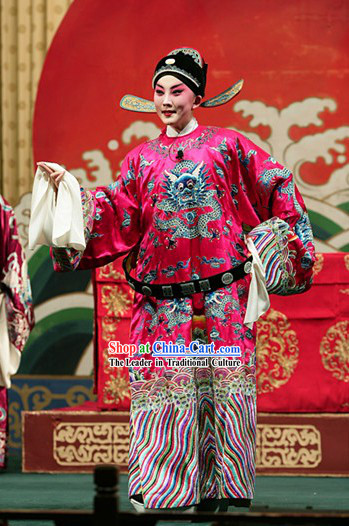 Traditional China Peking Opera Dragon Robe and Hat Set