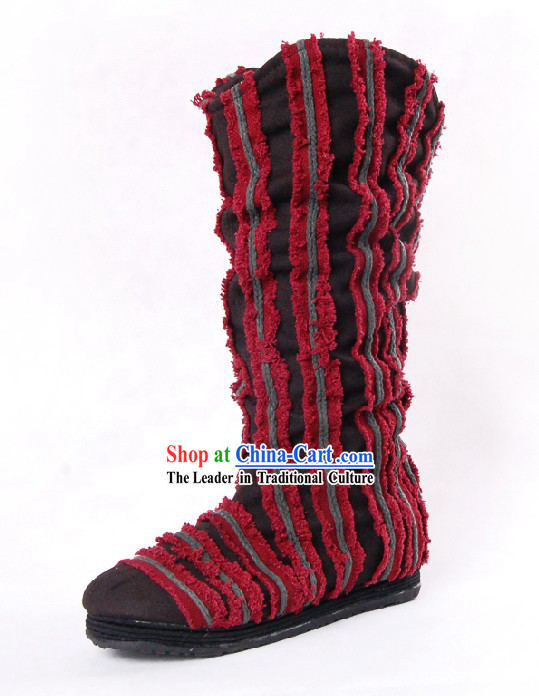 Traditional Chinese Handmade Folk Cotton Boots