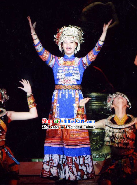 Chinese Miao Dance Costumes and Hat Full Set