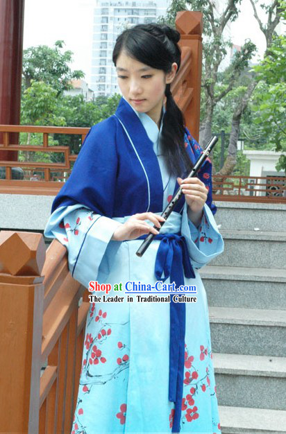 Ancient Chinese Instrumentalist Plum Blossom Clothing Full Set for Women