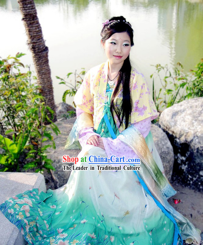 Hand Painted Tang Dynasty Hanfu Ruqun Historical Dress