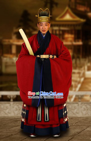 Ancient Chinese Official Court Dress and Hat Complete Set