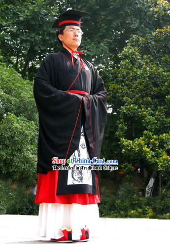 Traditional Chinese Doctor Degree Graduation Robe Hanfu Complete Set