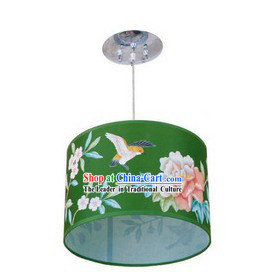 Chinese Classical Hand Painted Flower and Bird Silk Chandelier