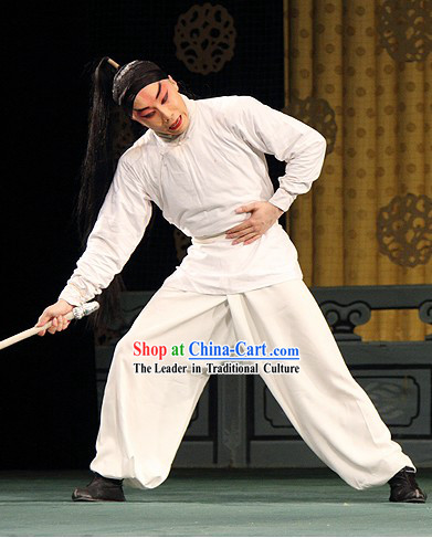 Chinese Opera Wusheng White Costumes Full Set