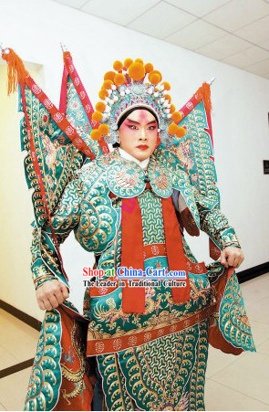 Chinese Peking Opera Wusheng Da Kao Armor Costumes Full Set