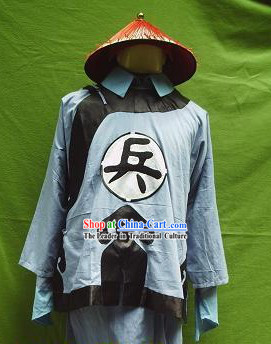 Ancient Chinese Solider Costumes and Hat for Men