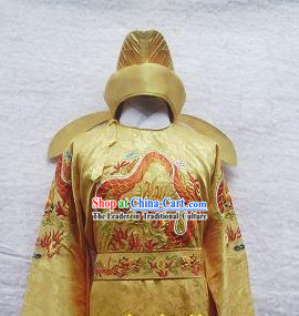 Chinese Tang Dynasty Emperor Dragon Clothing and Hat Full Set