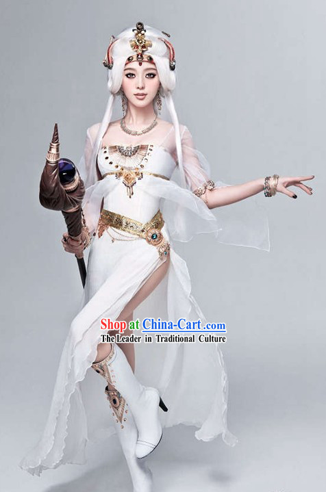 Ancient Chinese Goddness Clothes and Hair Decoration Full Set