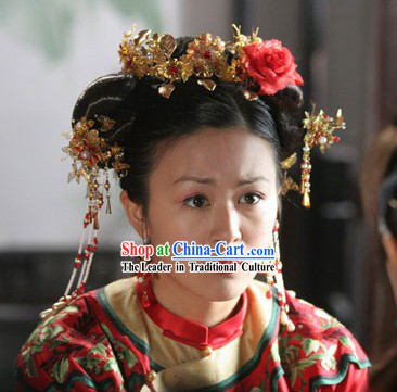 Ancient Chinese Wedding Hair Accessories and Earrings Complete Set