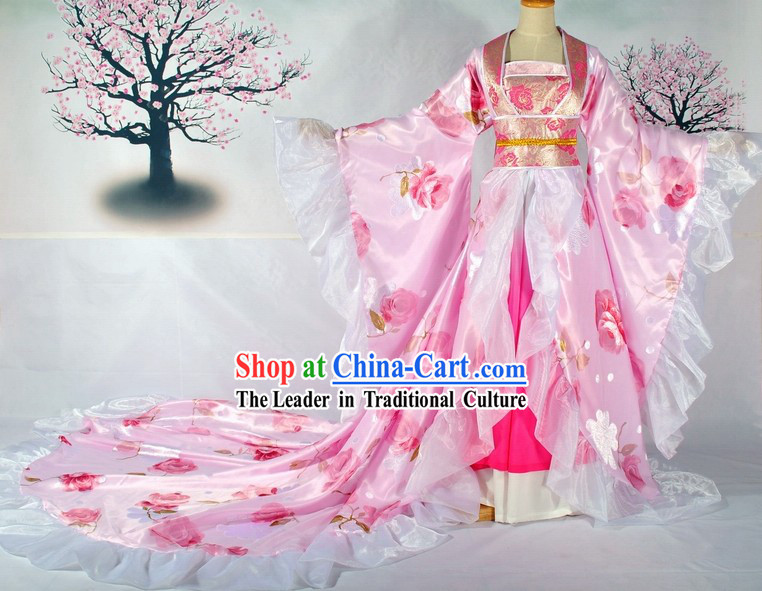 Long Tail Traditional Chinese Bride Wedding Dress Complete Set