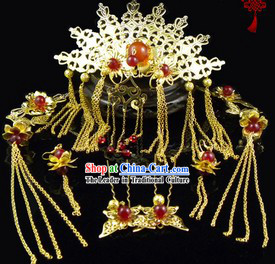 Ancient Chinese Hanfu Headpiece and Earrings Complete Set