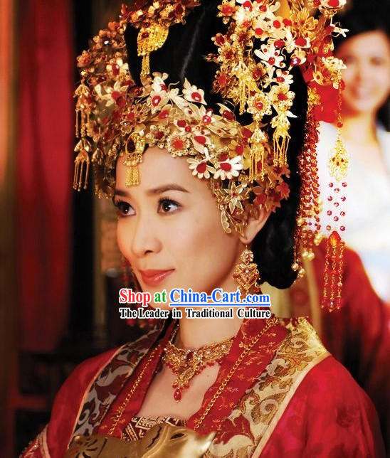 Ancient Chinese Princess Wedding Headpiece Earrings and Necklace Complete 