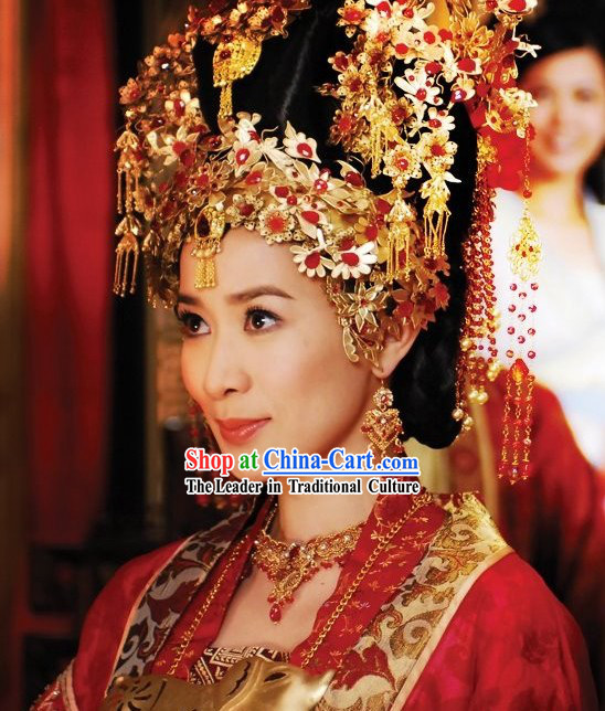 Ancient Chinese Princess Wedding Headpiece Earrings and Necklace Complete