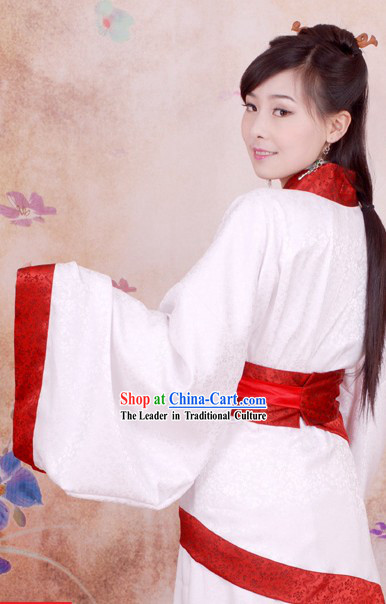 Chinese Han White Brocade Women Quju