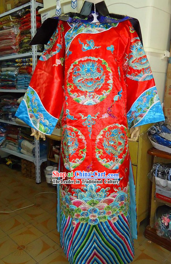 Peking Opera Emperor Embroidered Dragon Wedding Costumes for Men