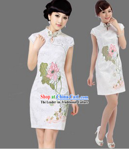 Chinese White Lotus Qipao