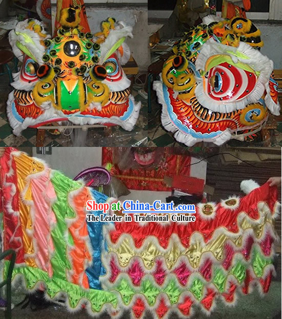 Top FUT SAN Liu Bei Lion Dance Head and Costume Complete Set