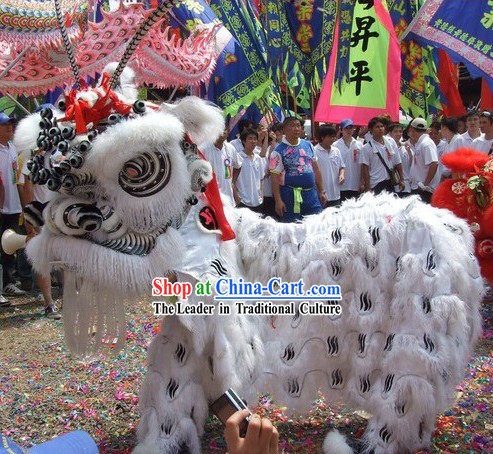 Beijing Opera Style Long Feather Tiger Stripe Lion Dance Costume Complete