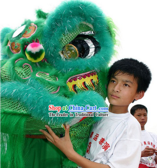 Beijing Summer Olympics Opening Ceremony Green Sheep Fur Lion Dance Costume