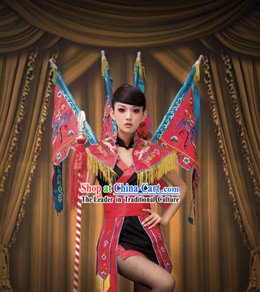 Chinese Opera Stage Performance Costumes with Flags