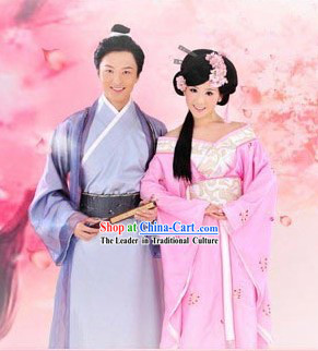 Ancient Chinese Husband and Wife Clothing 2 Complete Sets