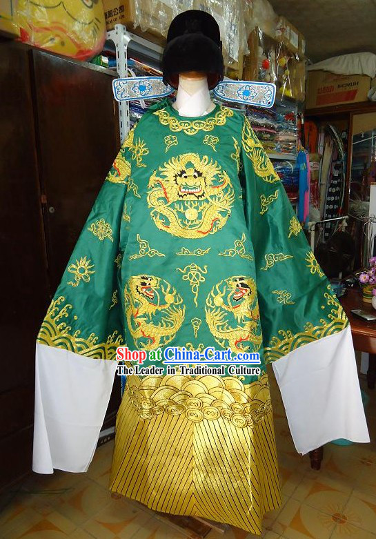 Ancient Chinese Official Zhi Ma Guan Costume and Hat Set