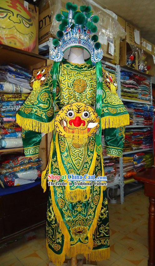 Peking Opera Da Kao Embroidered Armor Costumes and Helemt Complete Set