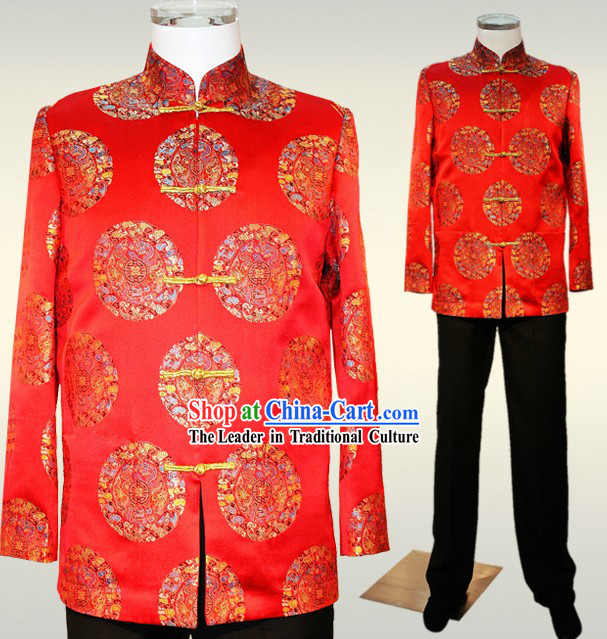 Chinese Auspicious Red Wedding Dress for Bridegrooms