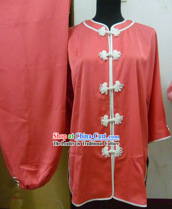 Chinese Red Silk Kung Fu Suit