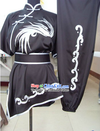 Traditional Chinese Silk Embroidered Crane Martial Arts Suit