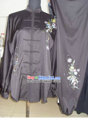 Traditional Chinese Silk Embroidered Flower Suit