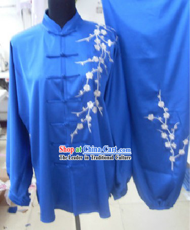 Traditional Chinese Silk Embroidered Flower Tai Chi Suit