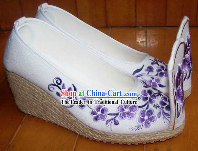 High Heel Embroidered Flower Shoes for Women