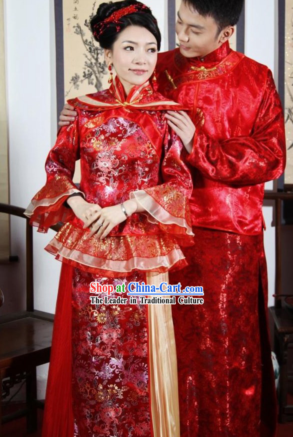 Chinese red dress wedding sale