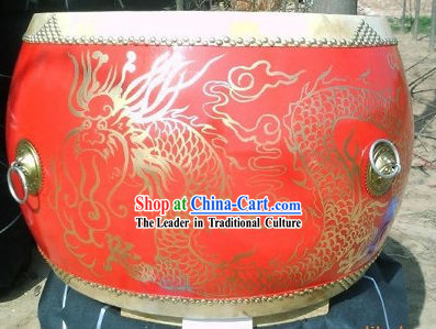 Traditional Chinese Red Dragon Drum