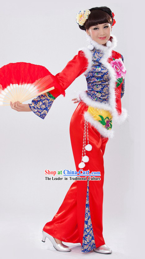 Traditional Chinese Lunar New Year Folk Dance Costume for Women