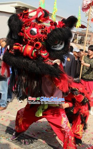 Supreme Long Wool Gwan Gong Lion Dance Costumes Complete Set
