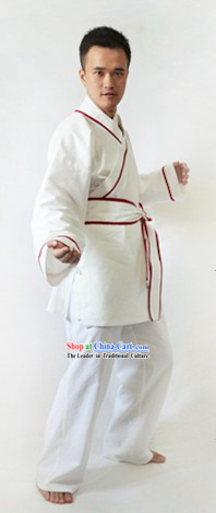 Traditional Chinese White Kung Fu Hanfu Suit for Men