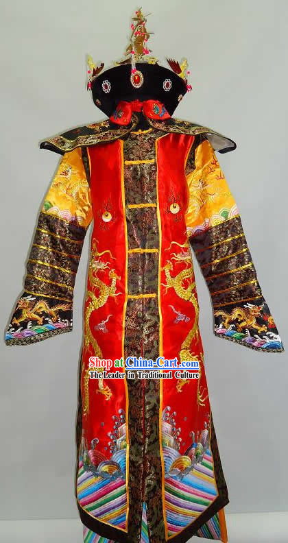 Chinese Classic Qing Dynasty Empress Costume and Crown Complete Set