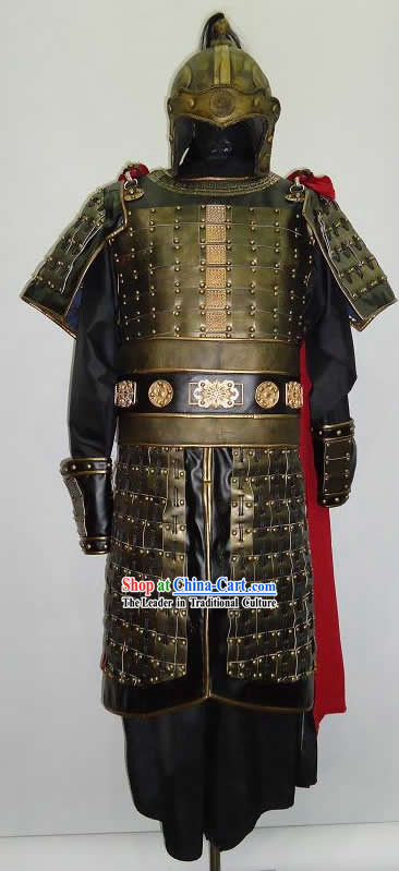 Ancient Chinese Three Kingdom General Armor Costume and Helmet for Men