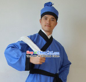 Ancient Chinese Restaurant Waiter Costumes and Hat for Men