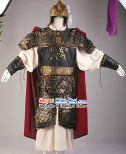 Ancient Chinese Three Kingdoms General Armor Costume and Helmet Complete Set