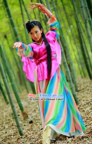 Ancient Chinese Swordswoman Rainbow Costumes Complete Set
